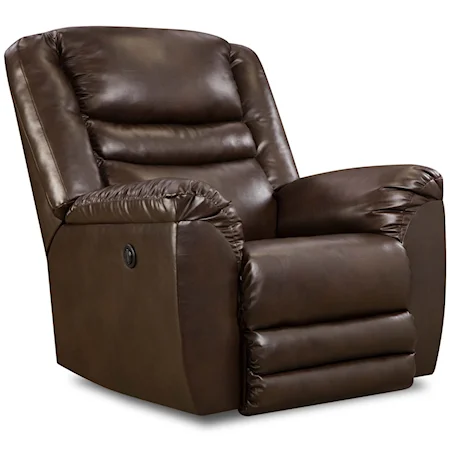 Casual Upholstered Power Rocker With Pillow Top Arms